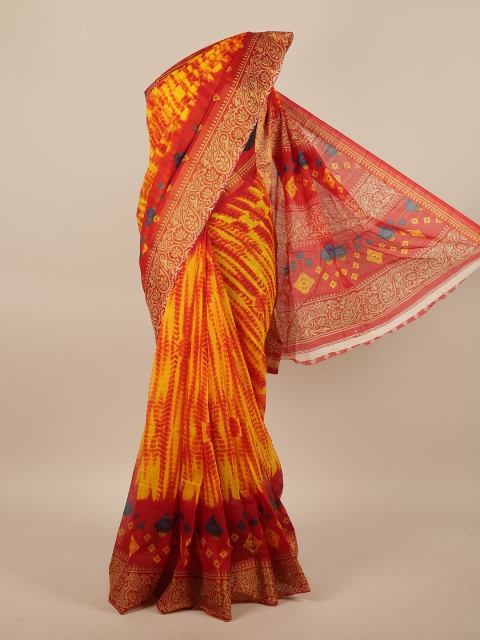 

Pothys Yellow & Red Abstract Printed Saree