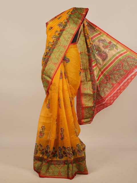 

Pothys Yellow & Red Warli Printed Saree