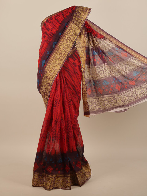 

Pothys Red & Gold-Toned Printed Zari Saree