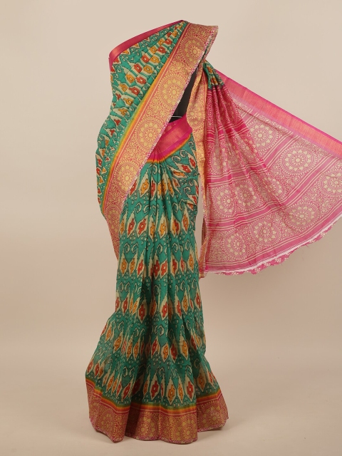 

Pothys Green & Pink Printed Saree