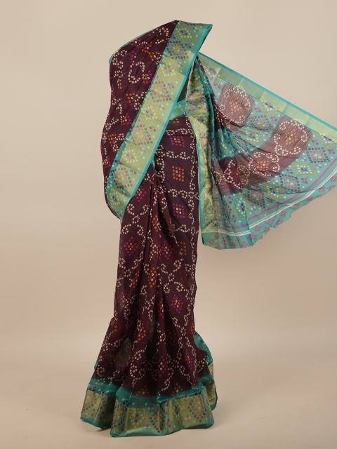 

Pothys Purple & Beige Bandhani Printed Saree