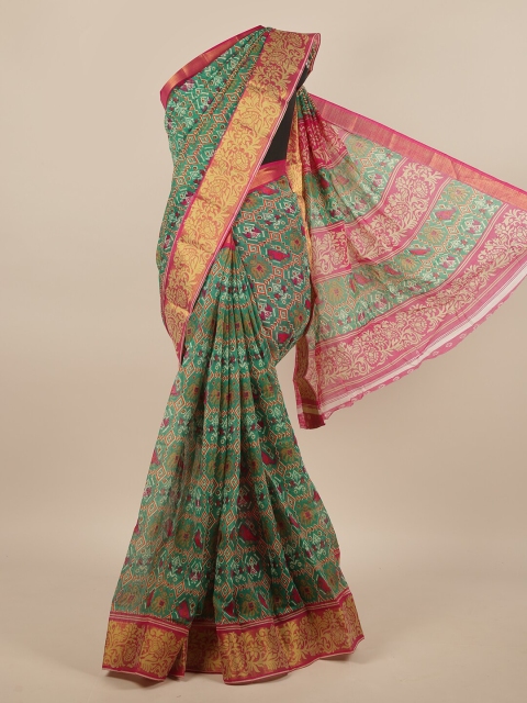 

Pothys Green & Gold-Toned Printed Saree