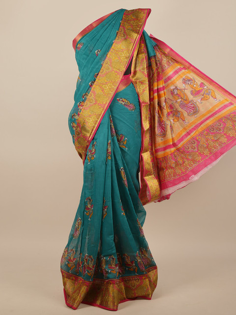 

Pothys Green & Pink Warli Printed Saree