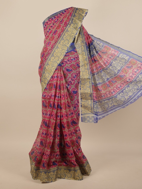 

Pothys Pink & Blue Printed Saree