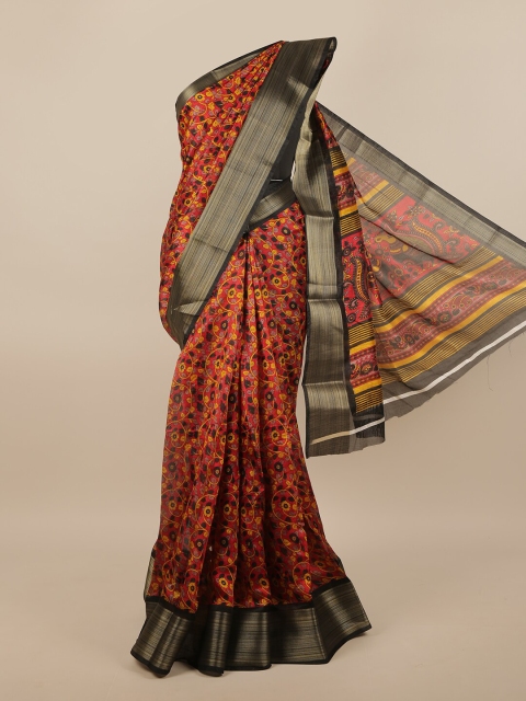 

Pothys Red & Black Floral Printed Zari Saree