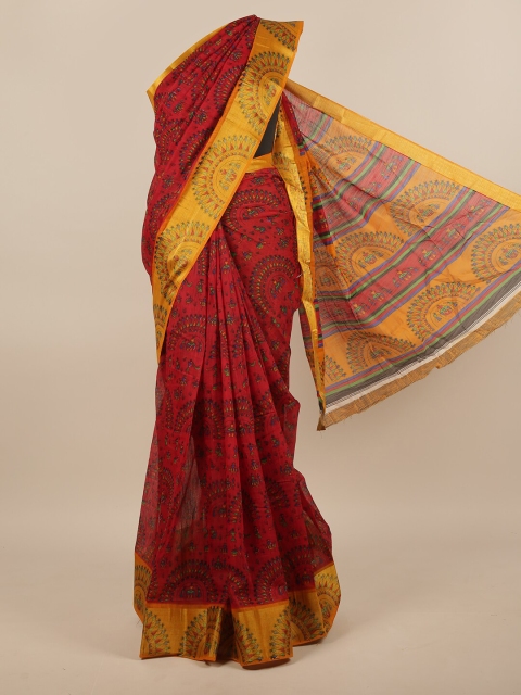 

Pothys Red & Gold-Toned Warli Printed Saree