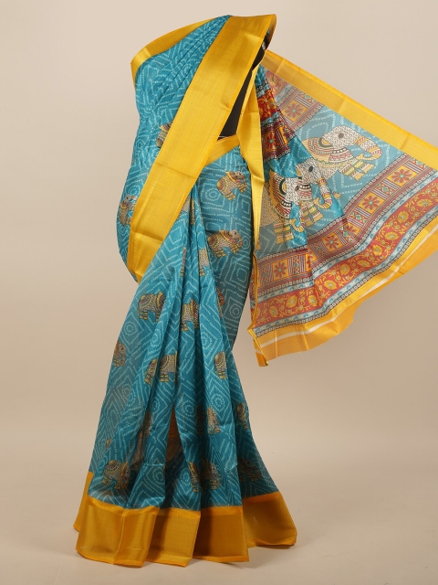 

Pothys Blue & Yellow Ethnic Motifs Printed Zari Saree