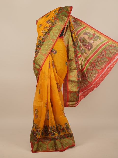 

Pothys Yellow & Red Warli Printed Saree