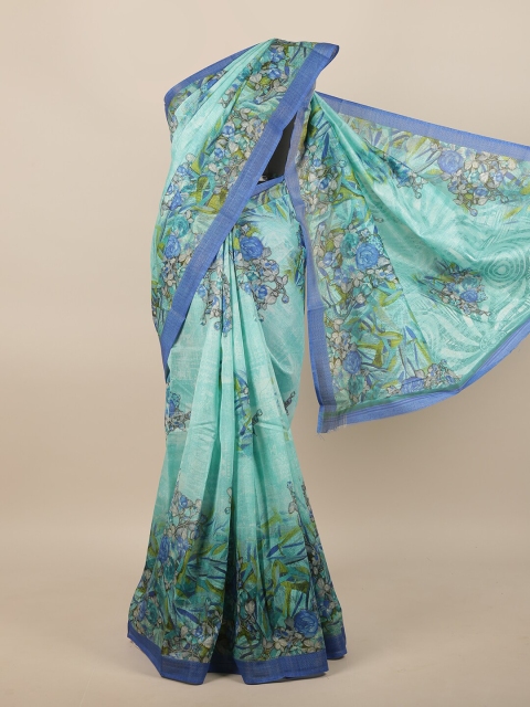 

Pothys Blue & Green Floral Printed Saree