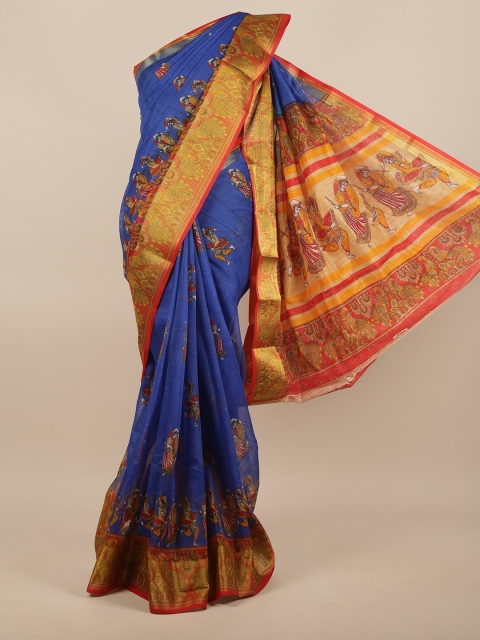 

Pothys Blue & Red Warli Printed Saree