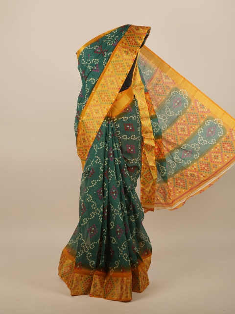 

Pothys Green & Orange Bandhani Saree