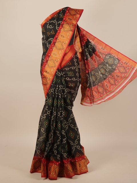 

Pothys Black & Red Bandhani Saree