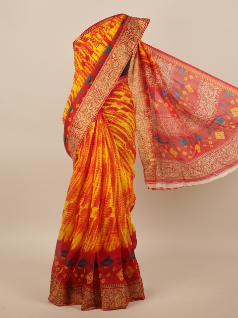 

Pothys Yellow & Red Bandhani Saree