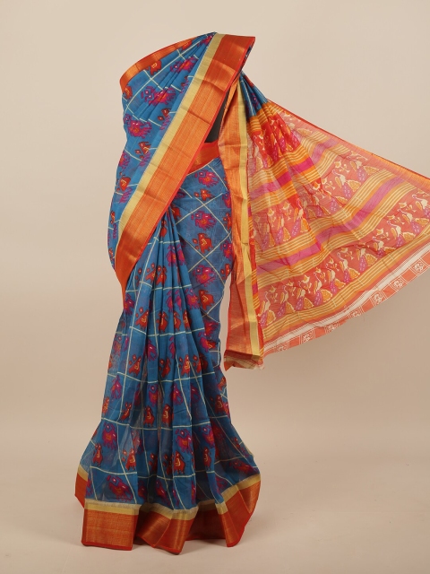 

Pothys Blue & Fuchsia Ethnic Motifs Saree