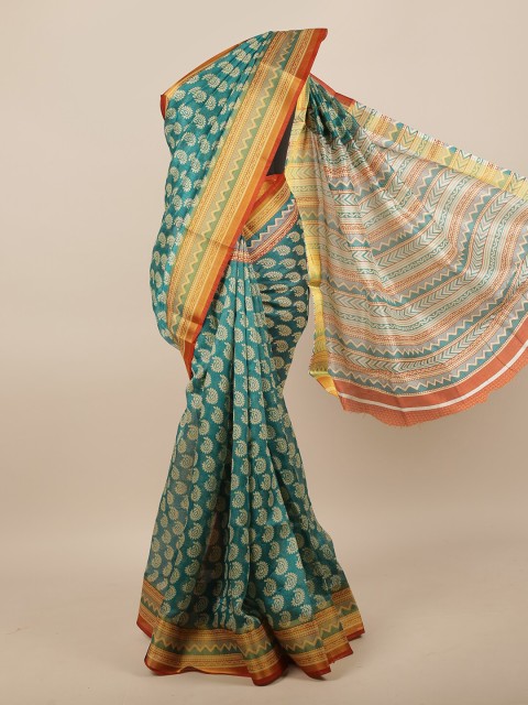 

Pothys Green & Red Ethnic Motifs Saree