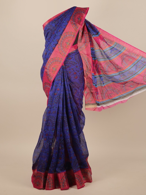 

Pothys Blue & Fuchsia Warli Saree