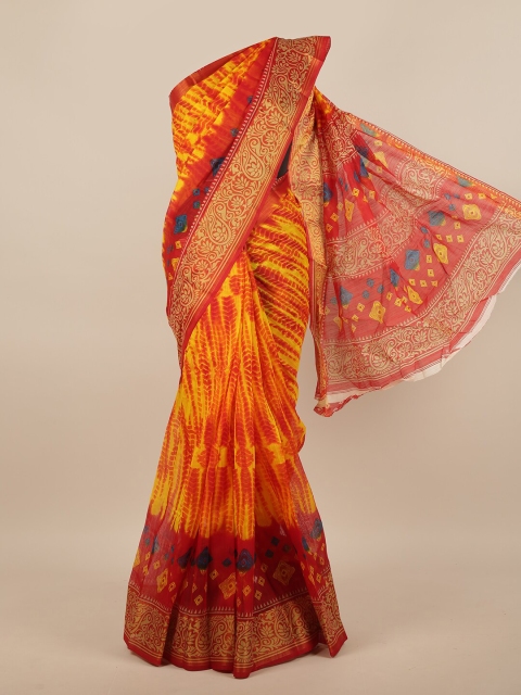 

Pothys Yellow & Red Bandhani Saree