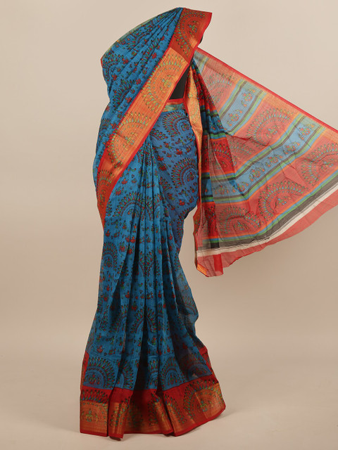 

Pothys Blue & Red Warli Saree