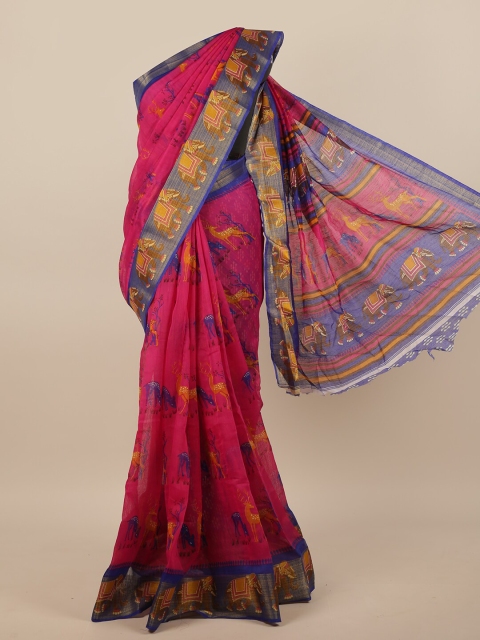 

Pothys Pink & Blue Ethnic Motifs Saree