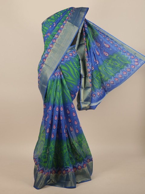 

Pothys Blue & Green Bandhani Saree