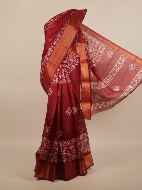 

Pothys Maroon & Gold-Toned Ethnic Motifs Saree