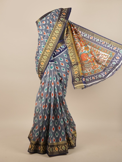 

Pothys Grey & Navy Blue Printed Saree