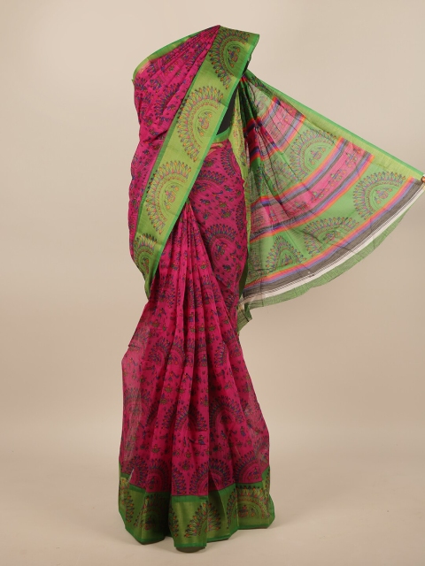 

Pothys Pink & Green Warli Saree