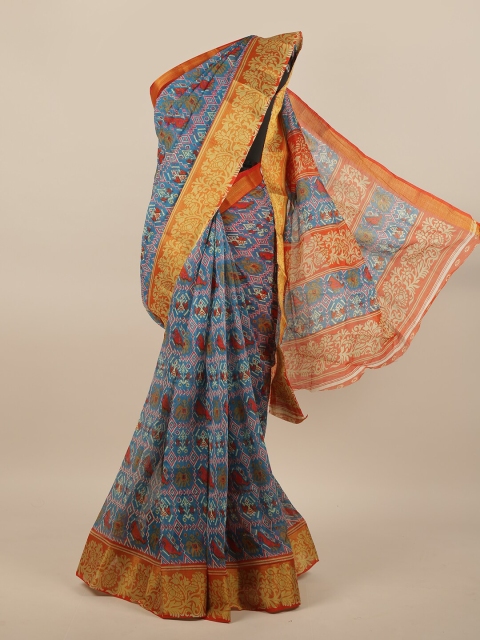 

Pothys Blue & Red Ethnic Motifs Saree