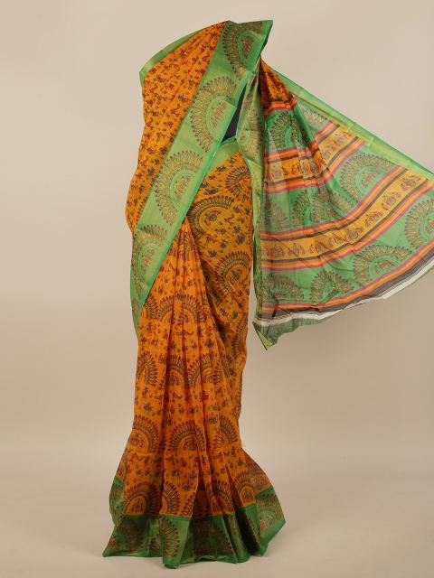 

Pothys Mustard & Green Warli Saree