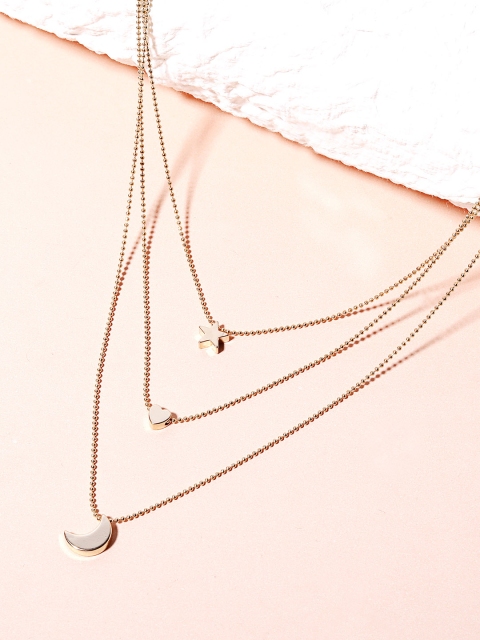 

Blueberry Gold Plated Charms Detailing Layered Necklace