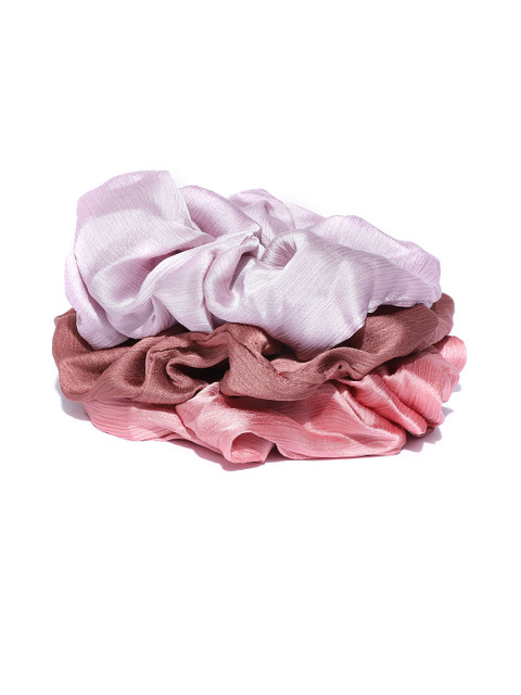 

Blueberry Women Set of 3 Satin Scrunchies, Pink