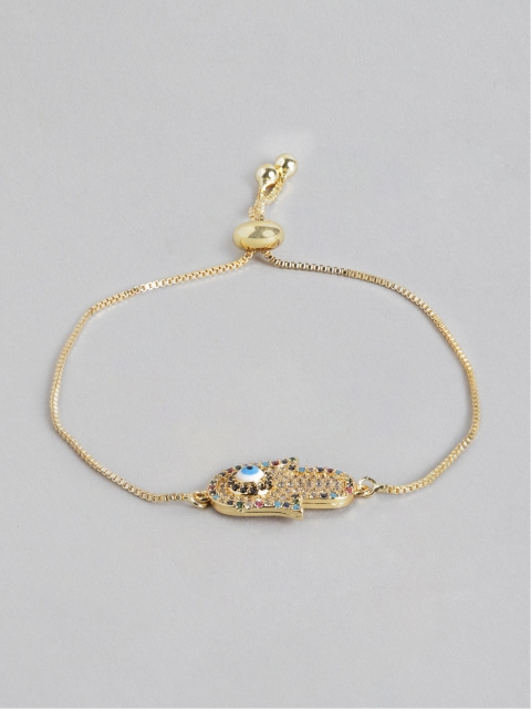 

Blueberry Women Gold-Plated Stone-Studded & Beaded Evil Eye Bracelet