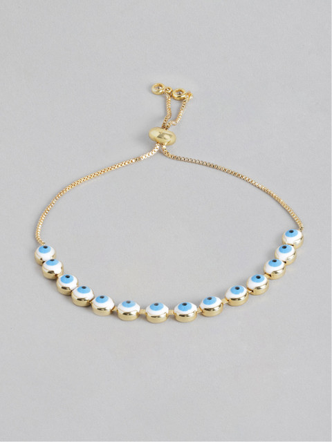 

Blueberry Women Blue & White Gold-Plated Beaded Evil Eye Bracelet