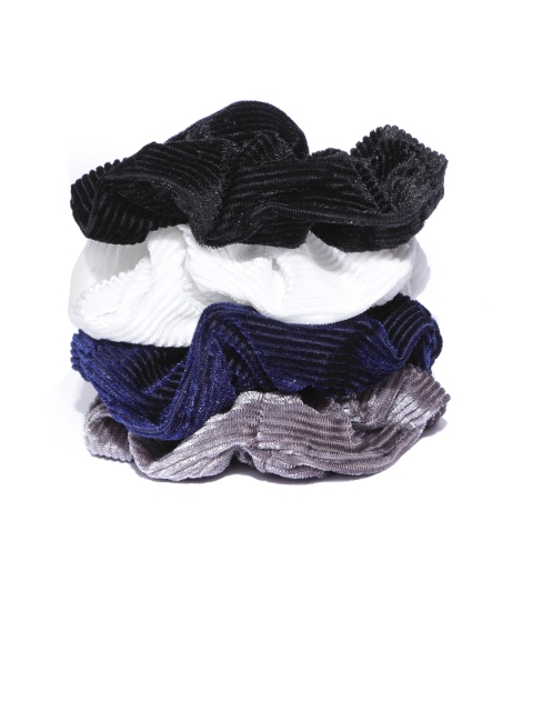 

Blueberry Women Set of 4 Stripe Velvet Scrunchies, Multi