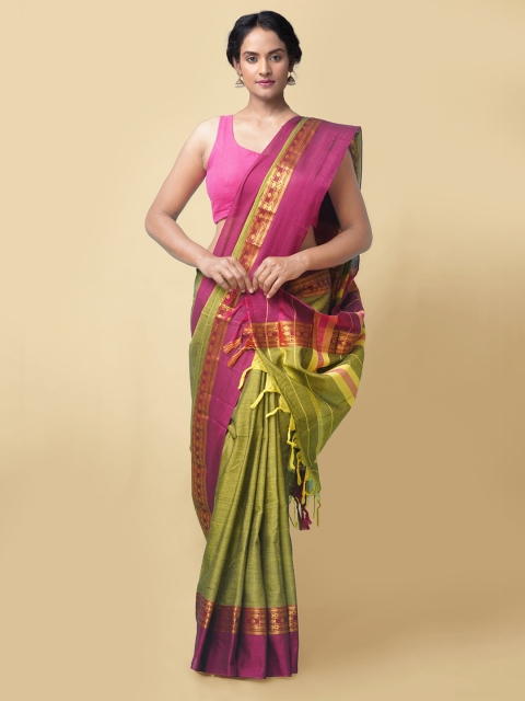 

Unnati Silks Green & Magenta Pure Cotton Narayan Peth Saree