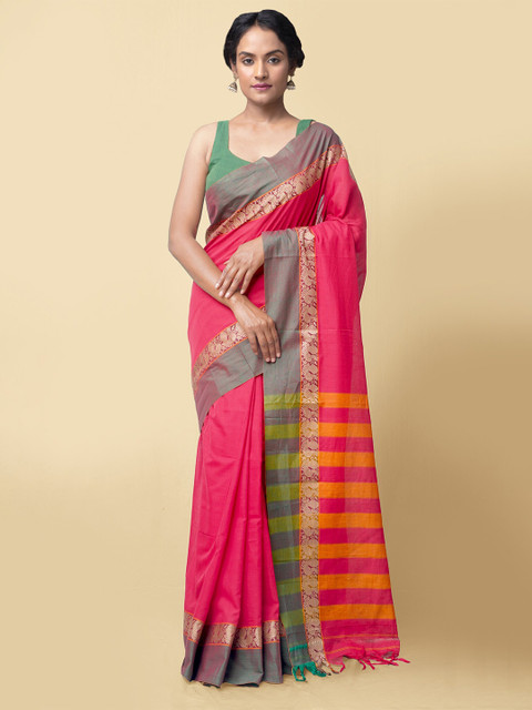 

Unnati Silks Red & Green Pure Cotton Narayan Peth Saree