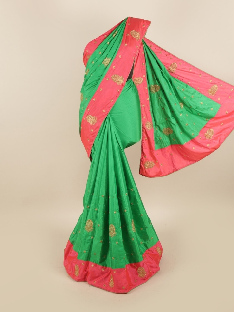 

Pothys Green & Pink Floral Art Silk Saree