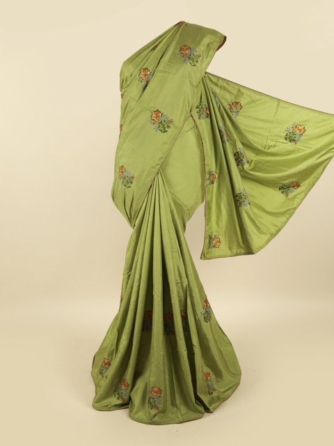 

Pothys Green & Orange Floral Art Silk Saree