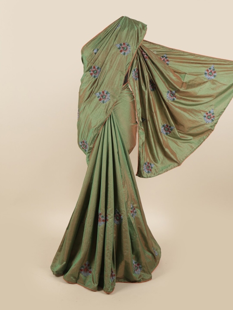 

Pothys Green & Grey Floral Art Silk Saree