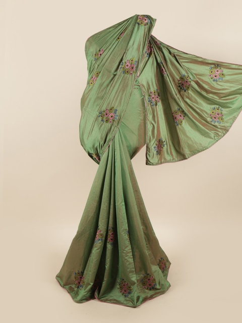 

Pothys Green & Pink Floral Embroidered Art Silk Saree