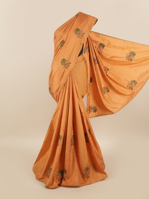 

Pothys Peach-Coloured & Green Floral Art Silk Saree