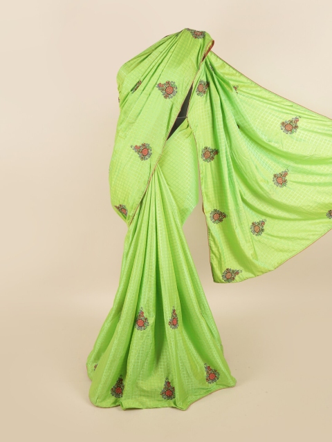 

Pothys Green & Orange Floral Art Silk Saree