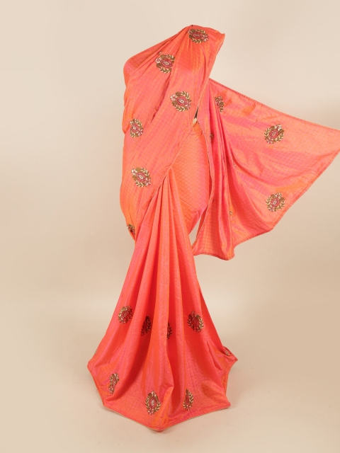 

Pothys Pink & Cream-Coloured Embellished Beads & Stones Art Silk Saree