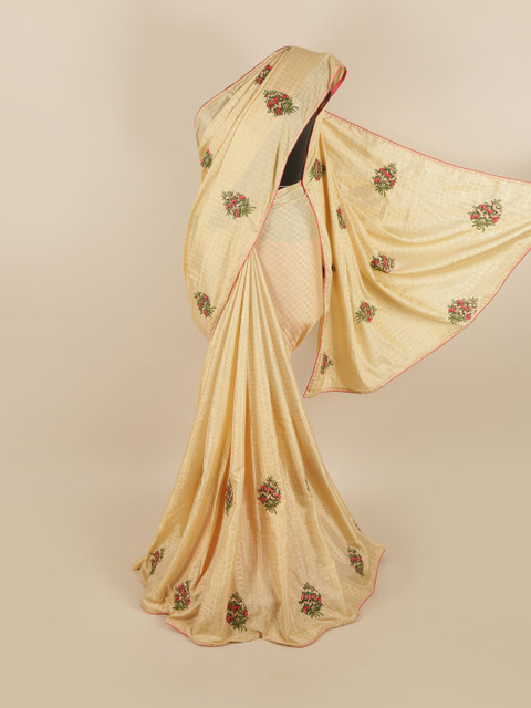 

Pothys Cream-Coloured & Red Floral Art Silk Saree