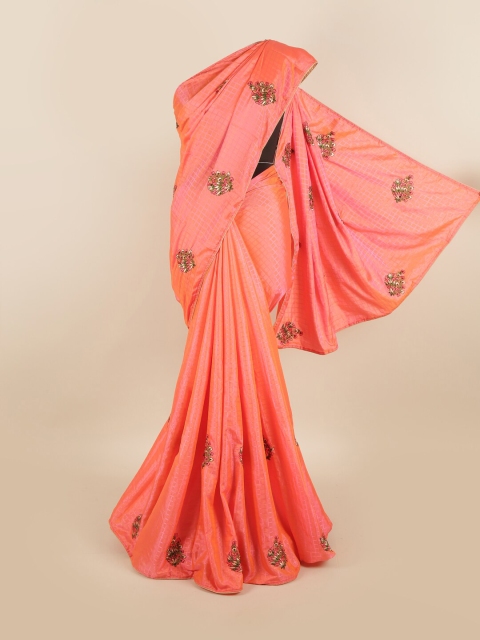 

Pothys Pink & White Embellished Beads & Stones Art Silk Saree