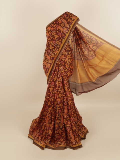 

Pothys Brown & Pink Kalamkari Saree