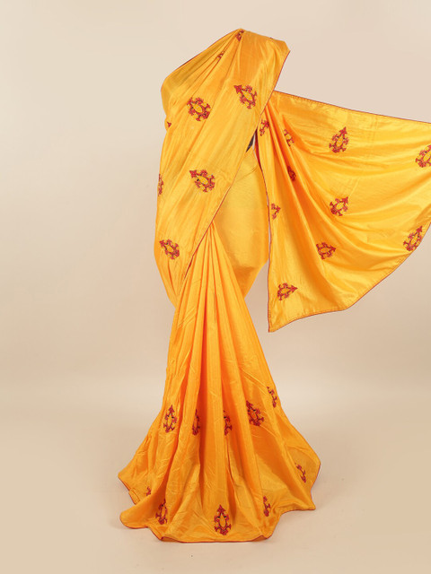 

Pothys Yellow Floral Art Silk Saree