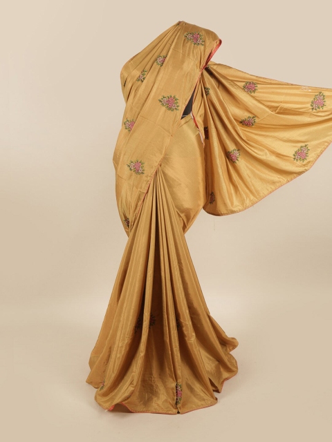 

Pothys Tan Brown Floral Art Silk Saree