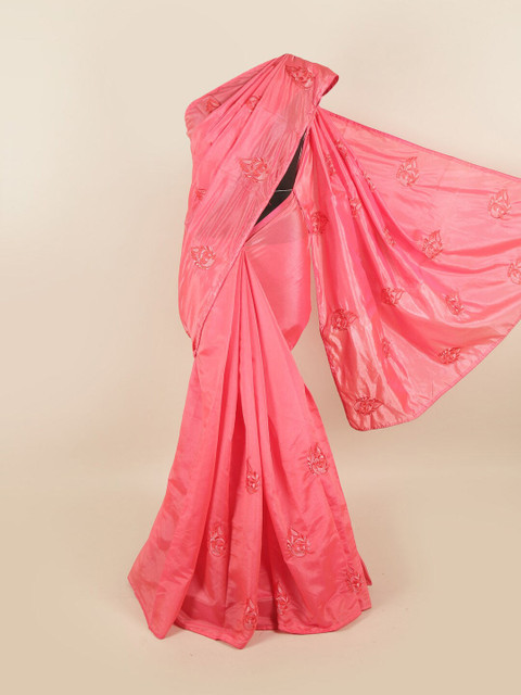

Pothys Pink Floral Art Silk Saree