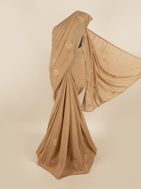 

Pothys Tan Brown Floral Art Silk Saree